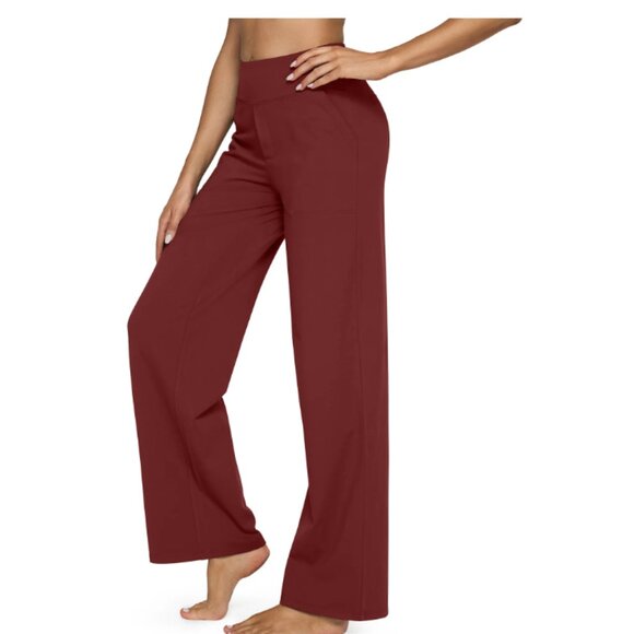 G4Free Ladies' Loose High-Waist Business casual pants Dark Burgundy Size XL - Picture 1 of 5